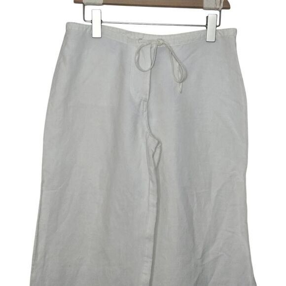 Outer Edge Pants Size Medium Linen Blend White Vacay Resort Lounge Drawstring - Picture 2 of 9
